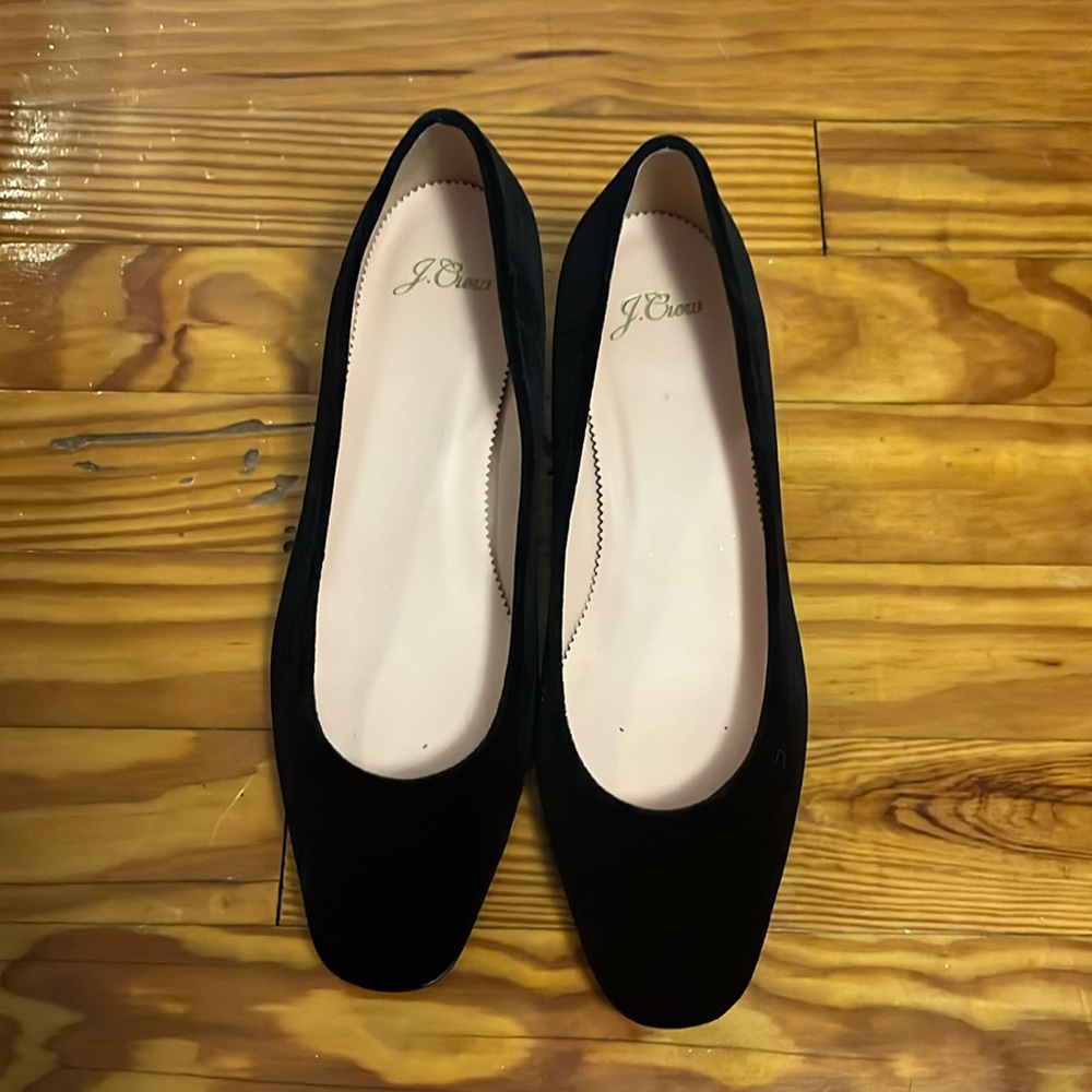 J.Crew Kate Black Velvet Block Heel sparkle Silver Sole SZ 9